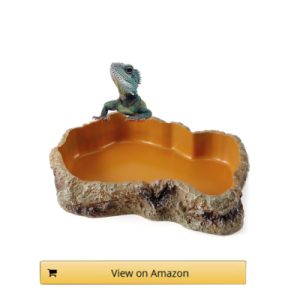 Helime Reptile Food Water Rock Bowl