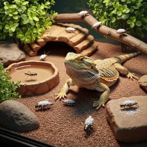 bearded dragon with calcium on crickets